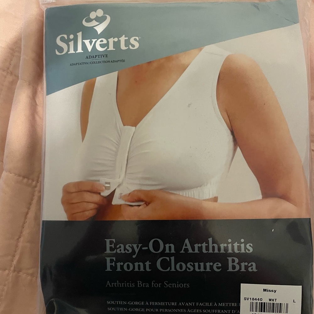 Silverts White Easy-On Arthritis Front Closure Bra